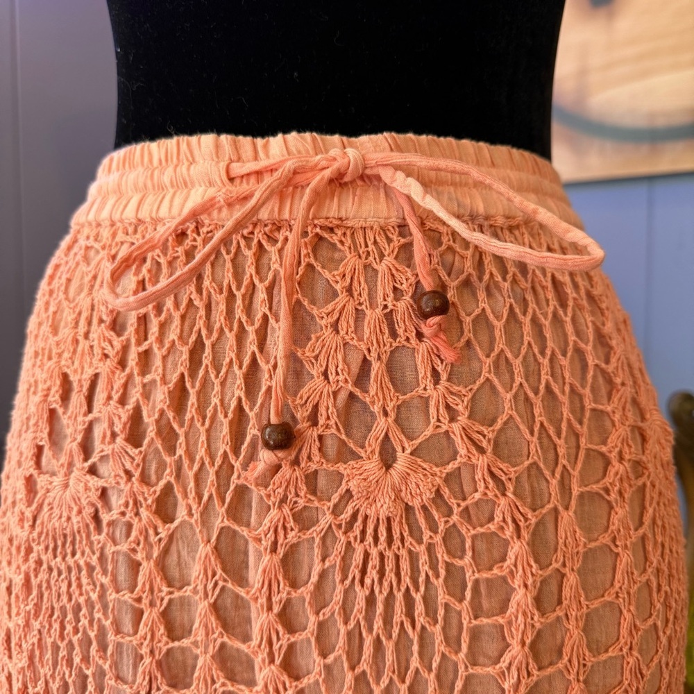 ❌SOLD🏷️Vintage Coral Ombre Crochet Maxi Skirt Size Medium - Picture 5 of 7